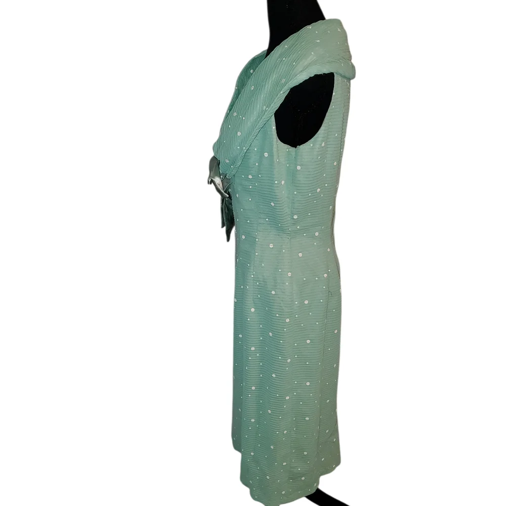 Chic Seafoam Green vintage size 18 Polka Dot Midi Dress - Picture 9 of 12